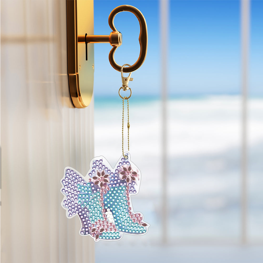 6PCS Double Sided Special Shape Diamond Painting Keychain (Fairy Shoes)