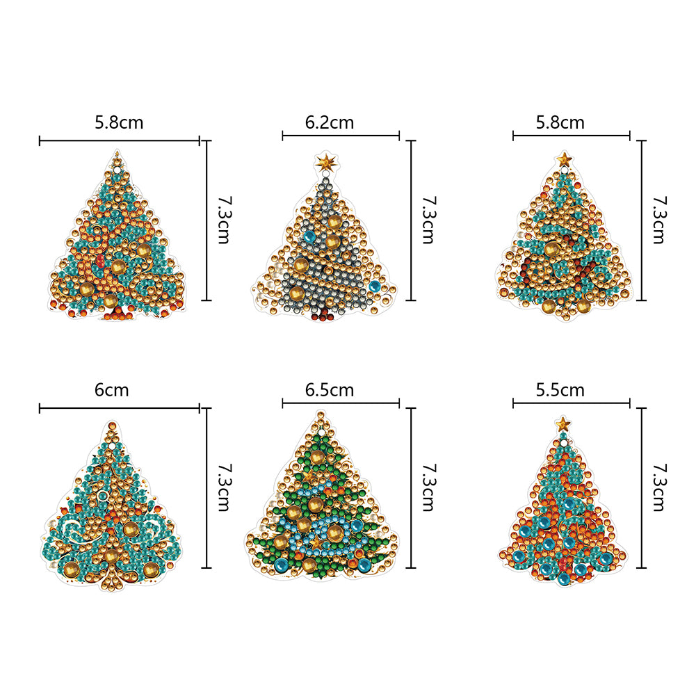 6PCS Double Sided Special Shape Diamond Painting Keychain (Christmas Tree)