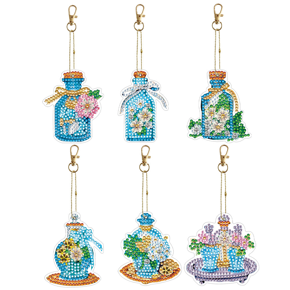 6PCS Double Sided Special Shape Diamond Painting Keychain (Perfume Bottle)