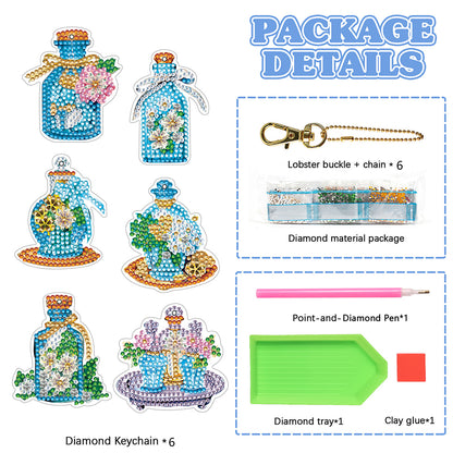 6PCS Double Sided Special Shape Diamond Painting Keychain (Perfume Bottle)