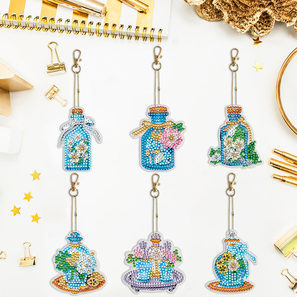6PCS Double Sided Special Shape Diamond Painting Keychain (Perfume Bottle)