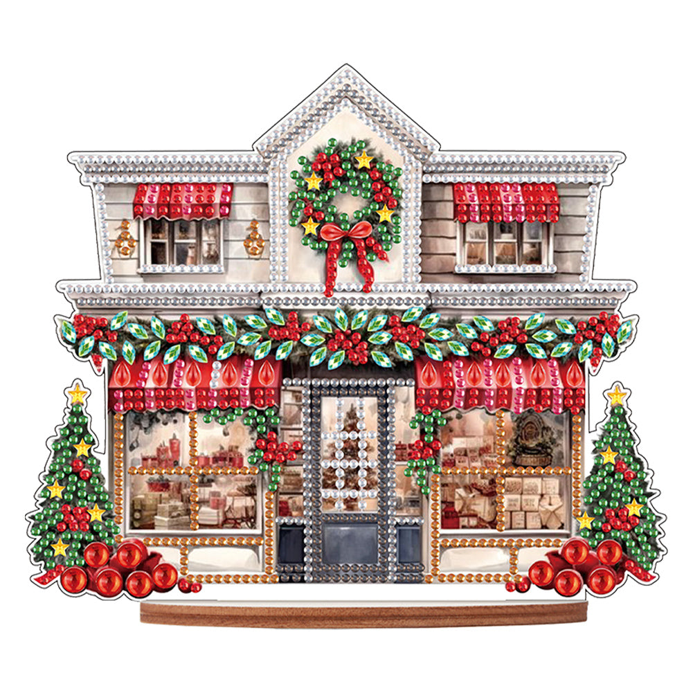 Wooden Xmas Shop Desktop Diamond Art Kits for Xmas Table Office Home Decor (#2)