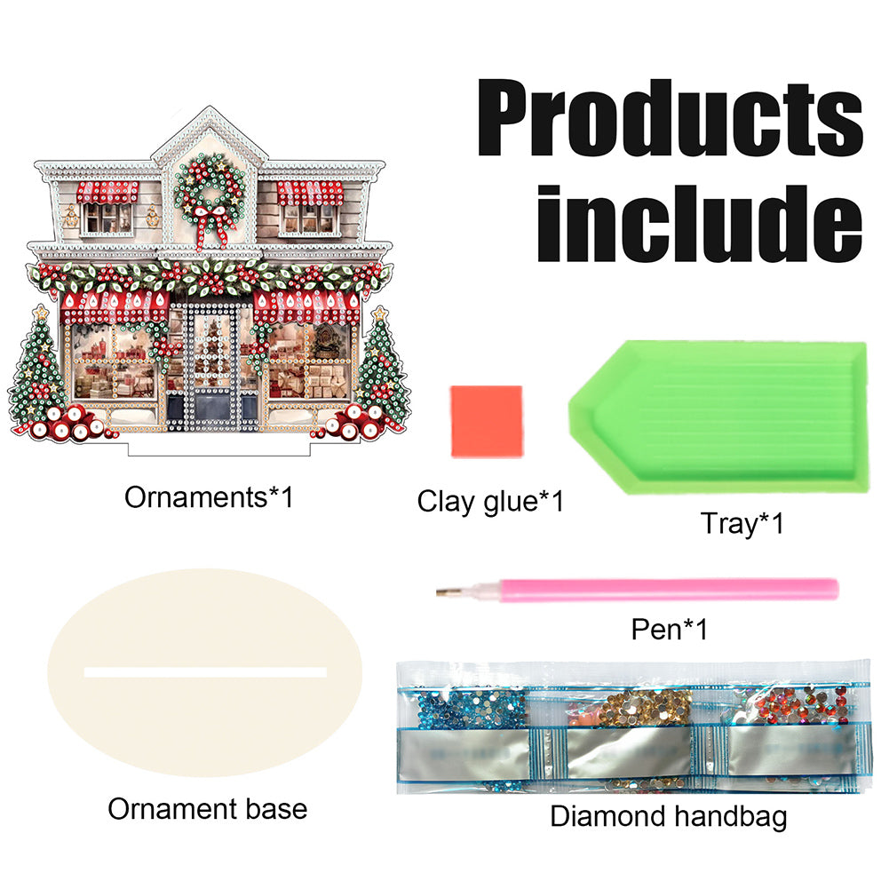 Wooden Xmas Shop Desktop Diamond Art Kits for Xmas Table Office Home Decor (#2)