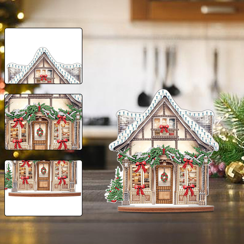 Wooden Xmas Shop Desktop Diamond Art Kits for Xmas Table Office Home Decor (#4)