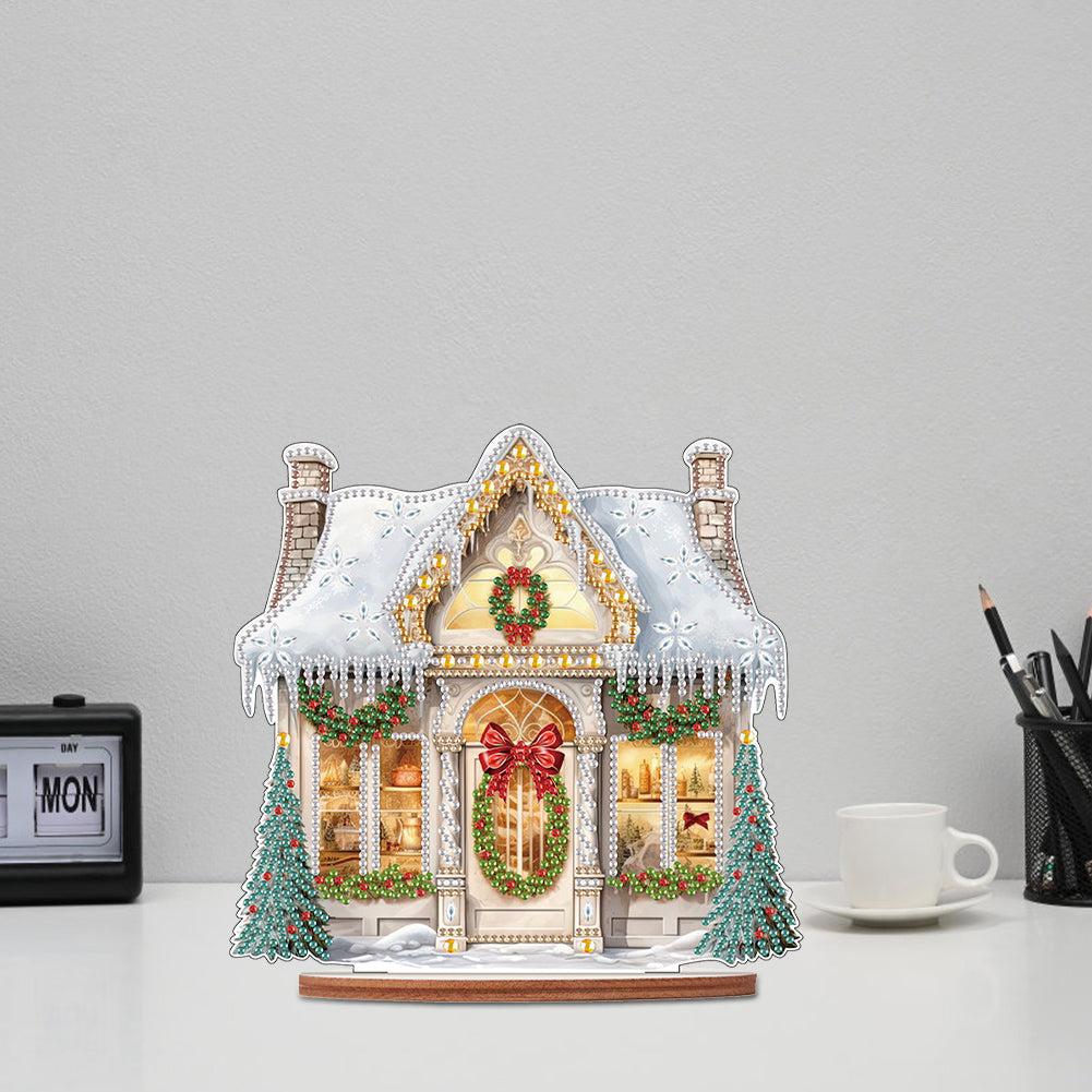 Wooden Xmas Shop Desktop Diamond Art Kits for Xmas Table Office Home Decor (#6)