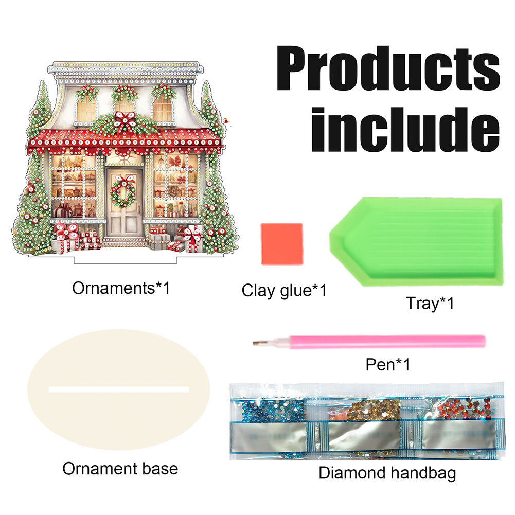 Wooden Xmas Shop Desktop Diamond Art Kits for Xmas Table Office Home Decor (#7)