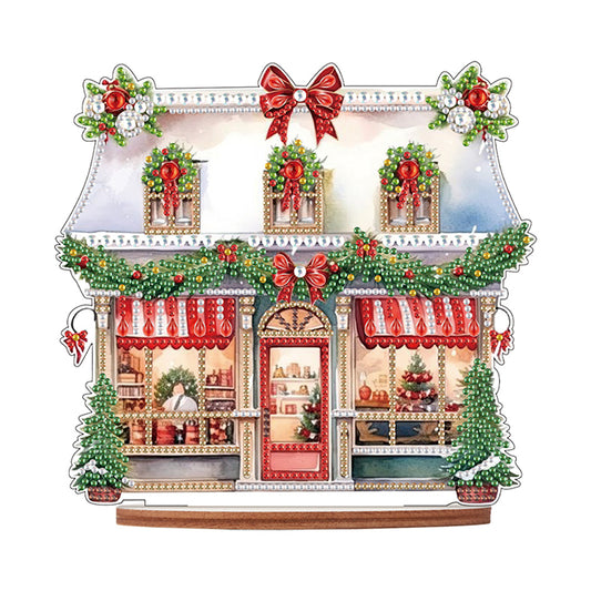 Wooden Xmas Shop Desktop Diamond Art Kits for Xmas Table Office Home Decor (#9)