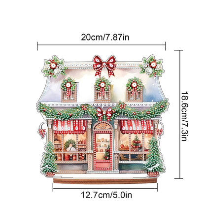 Wooden Xmas Shop Desktop Diamond Art Kits for Xmas Table Office Home Decor (#9)