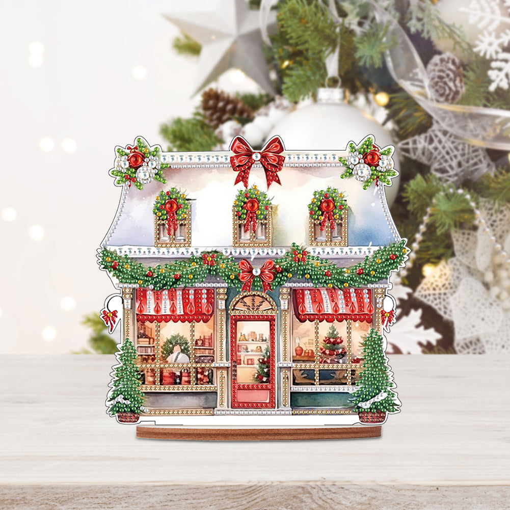 Wooden Xmas Shop Desktop Diamond Art Kits for Xmas Table Office Home Decor (#9)