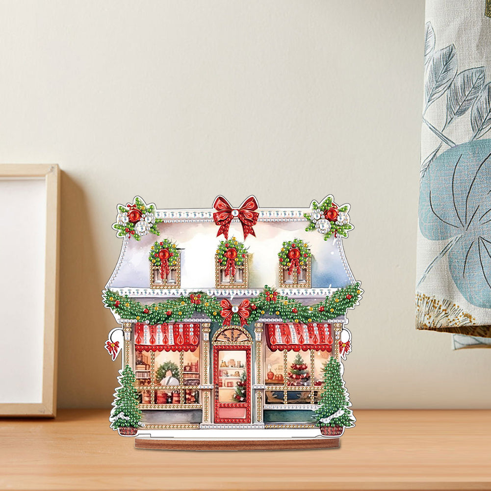 Wooden Xmas Shop Desktop Diamond Art Kits for Xmas Table Office Home Decor (#9)