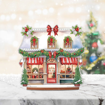 Wooden Xmas Shop Desktop Diamond Art Kits for Xmas Table Office Home Decor (#9)