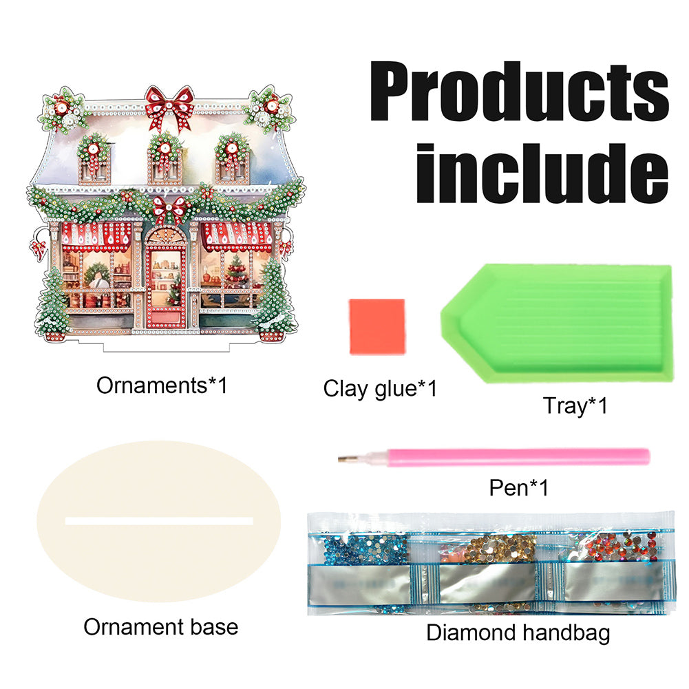 Wooden Xmas Shop Desktop Diamond Art Kits for Xmas Table Office Home Decor (#9)