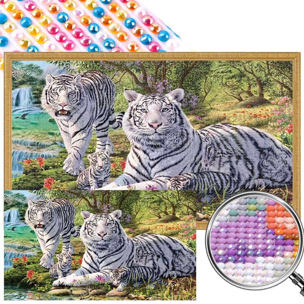 Park White Tiger - Full Round AB Drill Diamond Painting 70*40CM