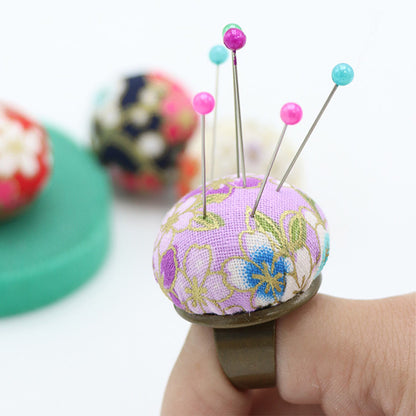 Adjustable Finger Ring Pincushion Sewing Needle Cushion for Needlework 3.6cm