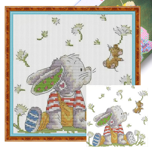 Patch Rabbit(2) - 14CT Stamped Cross Stitch 19*20CM