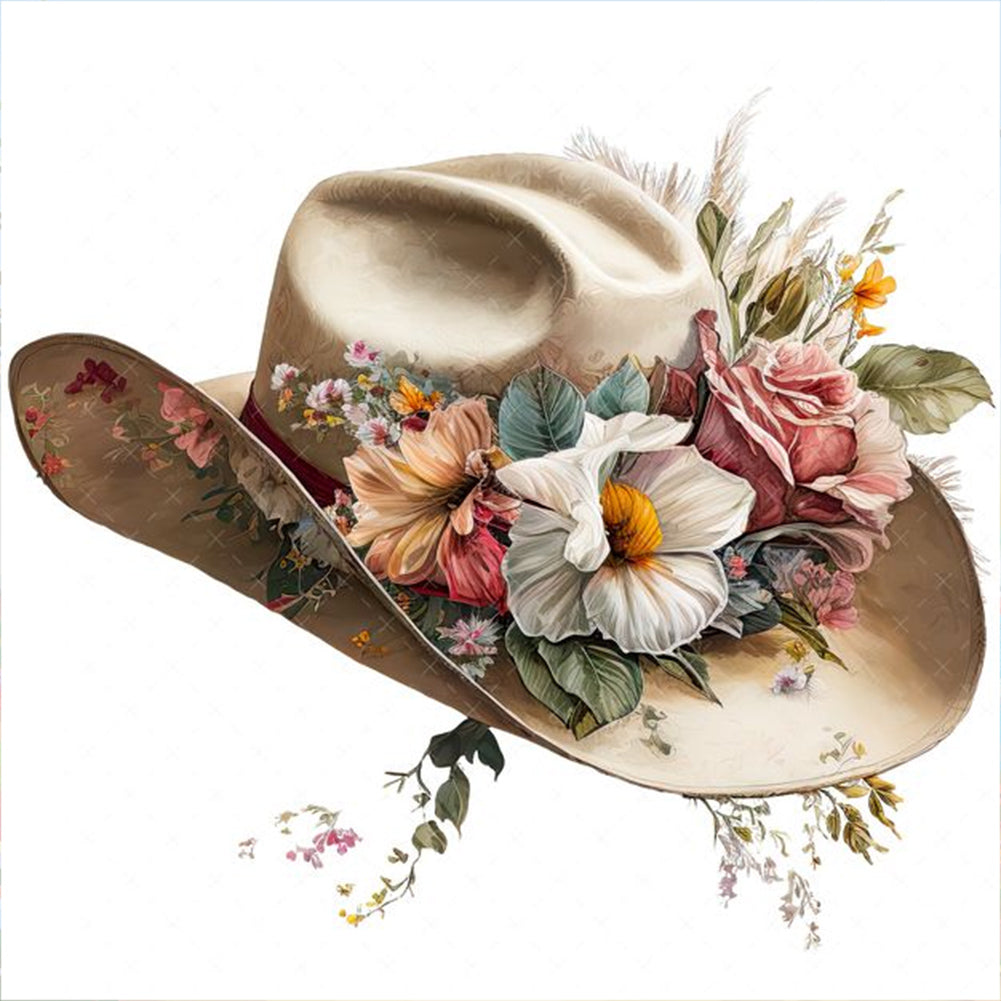 Flower Hat - Full Round Drill Diamond Painting 30*30CM