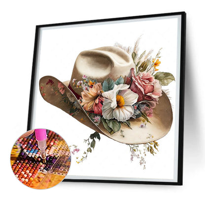 Flower Hat - Full Round Drill Diamond Painting 30*30CM