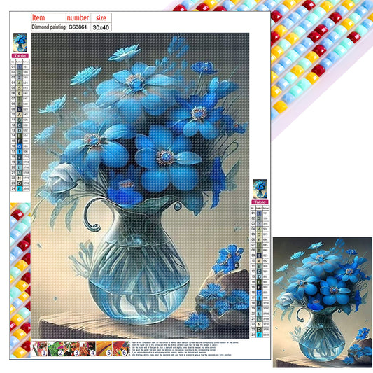 Blue Bouquet - Full Square Drill Diamond Painting 30*40CM