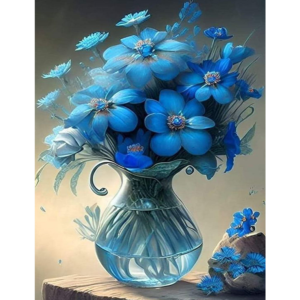 Blue Bouquet - Full Square Drill Diamond Painting 30*40CM