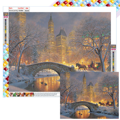 City Winter Scene - Full Square Drill Diamond Painting 50*40CM