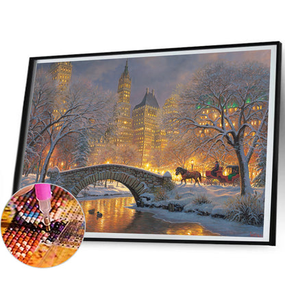 City Winter Scene - Full Square Drill Diamond Painting 50*40CM