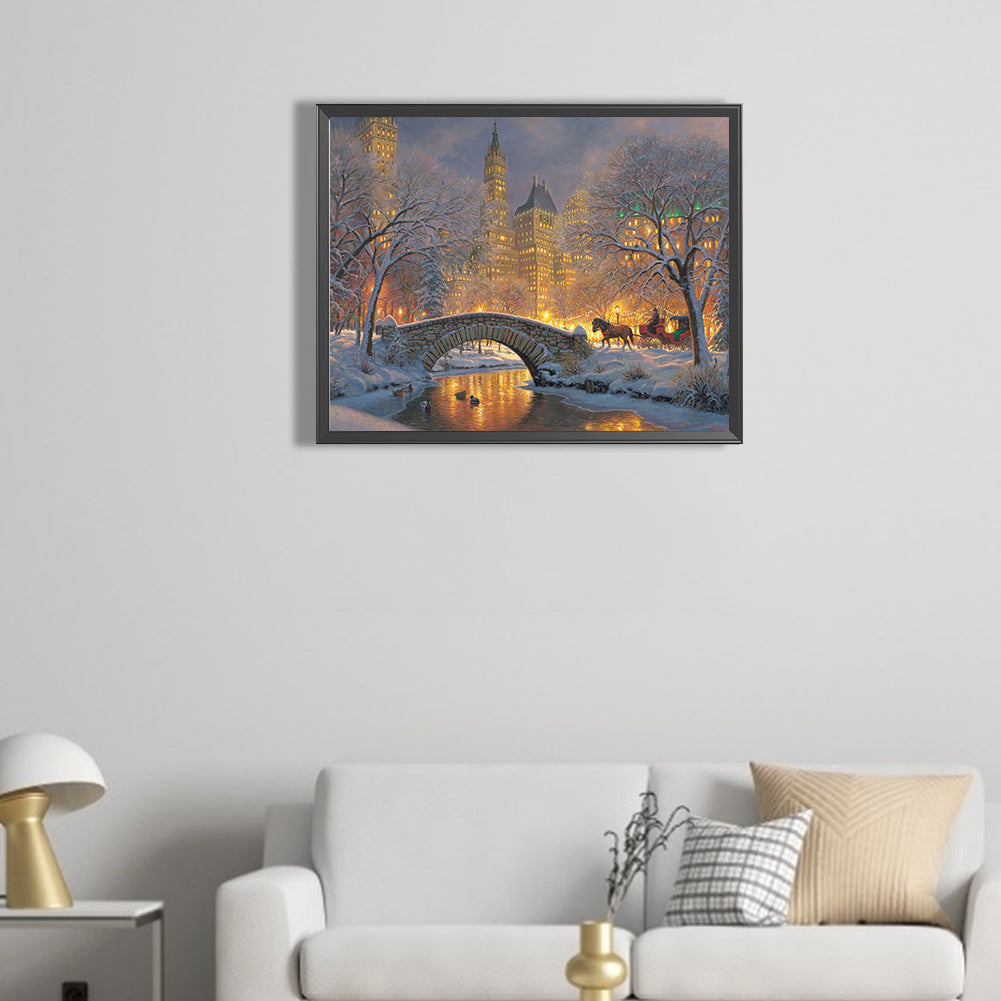 City Winter Scene - Full Square Drill Diamond Painting 50*40CM