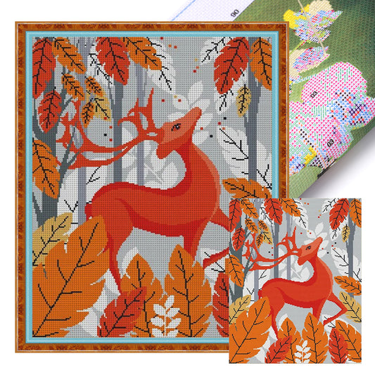 Deer King - 14CT Stamped Cross Stitch 40*51CM