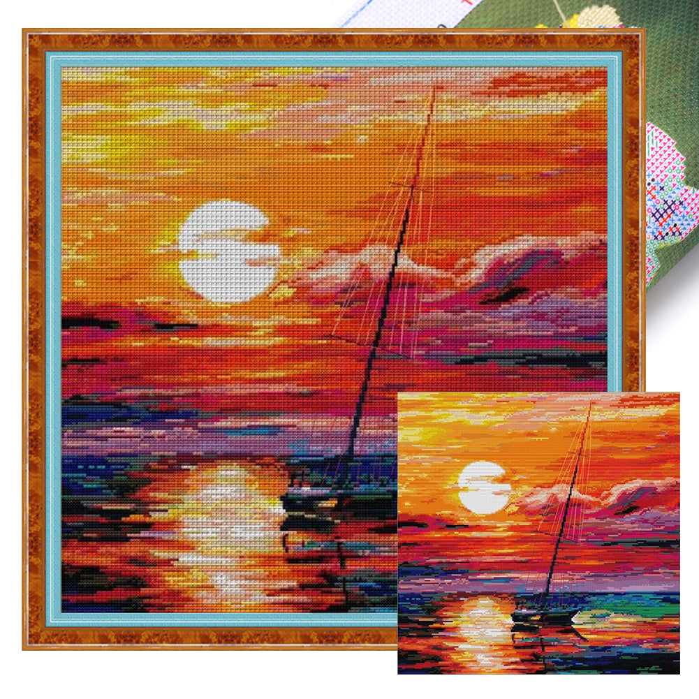 Sunset - 14CT Stamped Cross Stitch 44*44CM