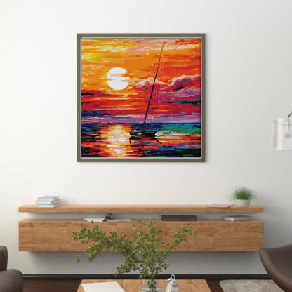 Sunset - 14CT Stamped Cross Stitch 44*44CM