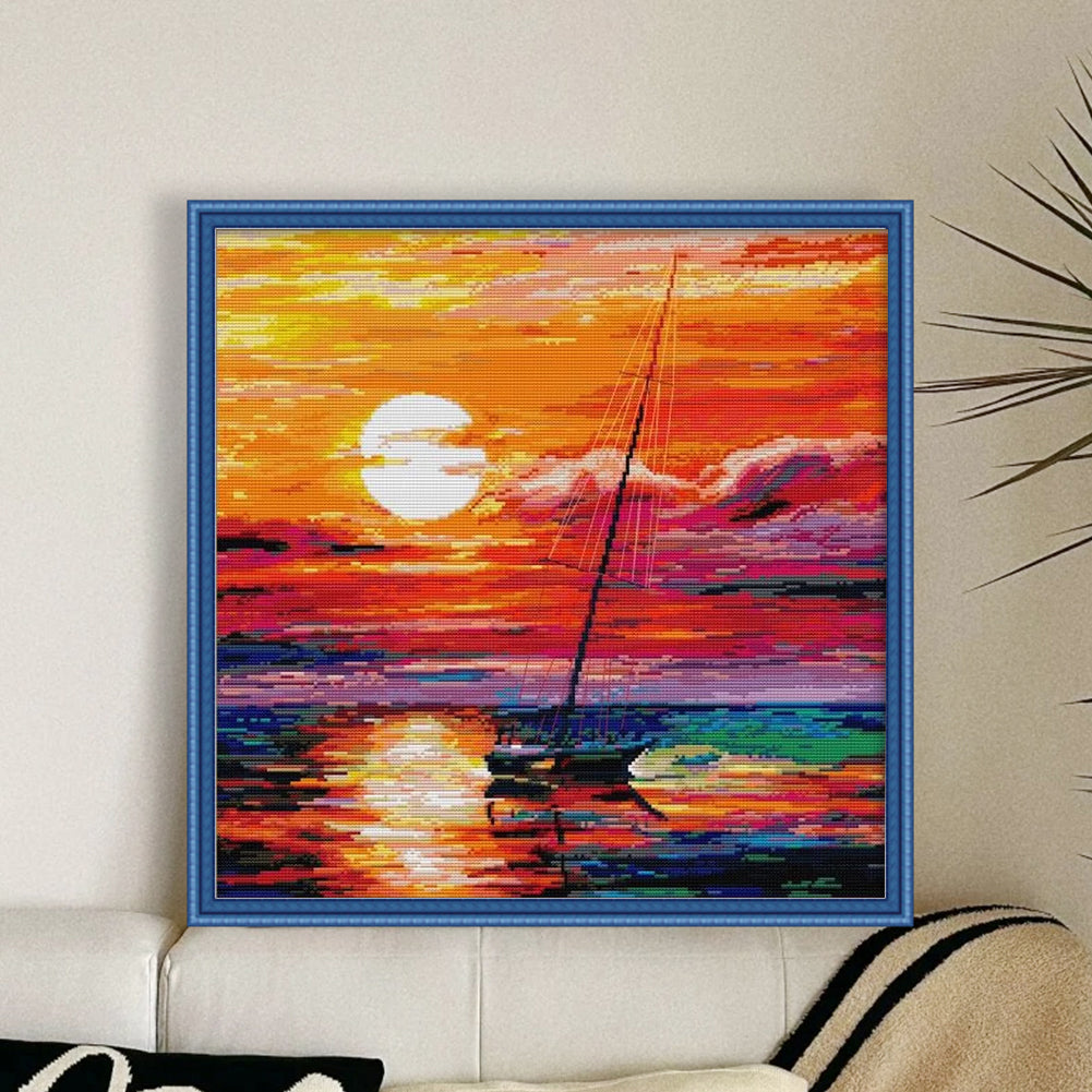 Sunset - 14CT Stamped Cross Stitch 44*44CM