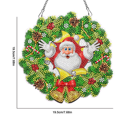 Acrylic Christmas Wreath Single-Sided Diamond Painting Hanging Pendant (#4)