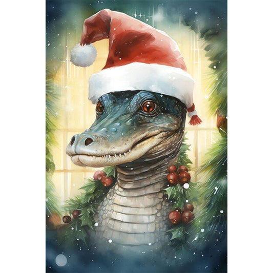 Christmas Crocodile - Full Round Drill Diamond Painting 40*60CM