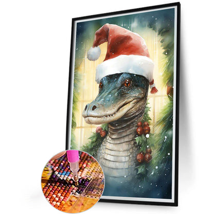 Christmas Crocodile - Full Round Drill Diamond Painting 40*60CM