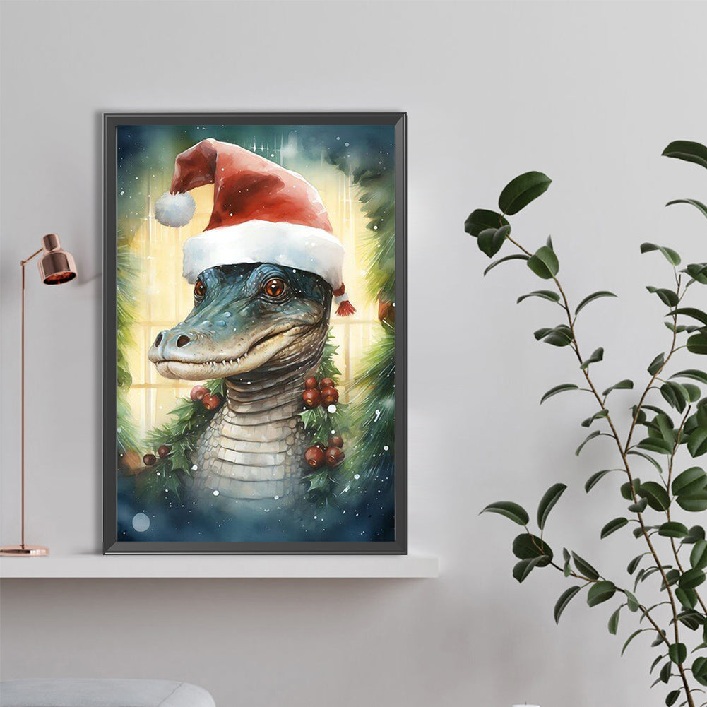 Christmas Crocodile - Full Round Drill Diamond Painting 40*60CM