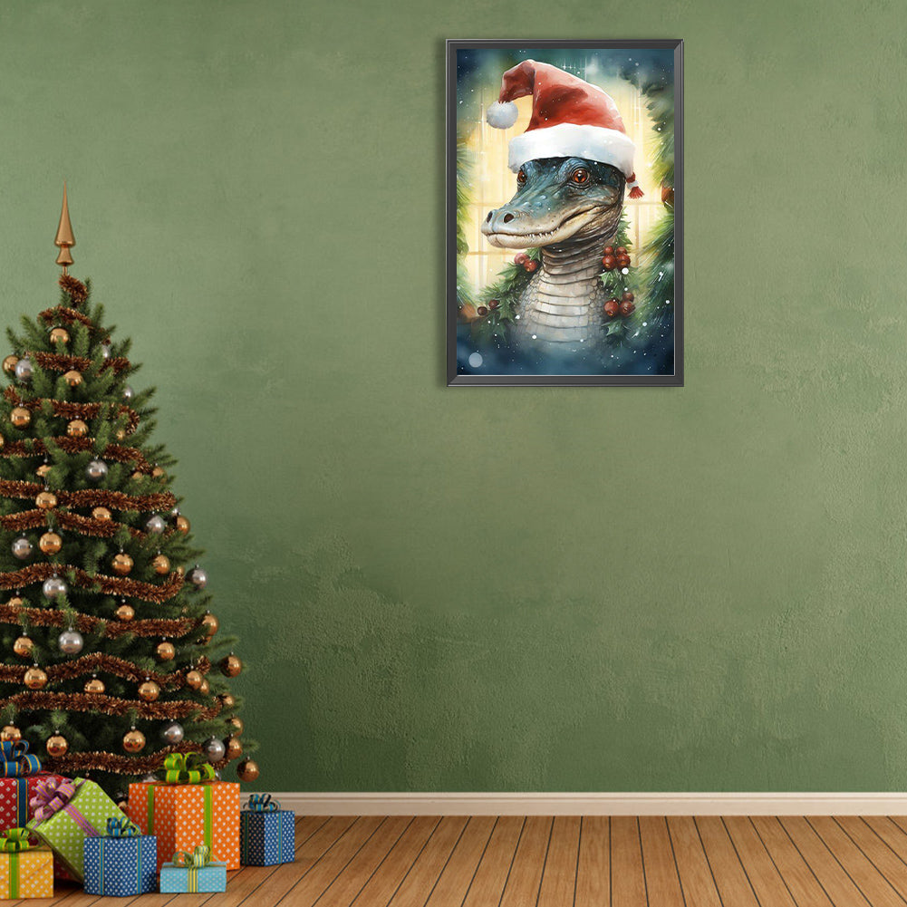 Christmas Crocodile - Full Round Drill Diamond Painting 40*60CM