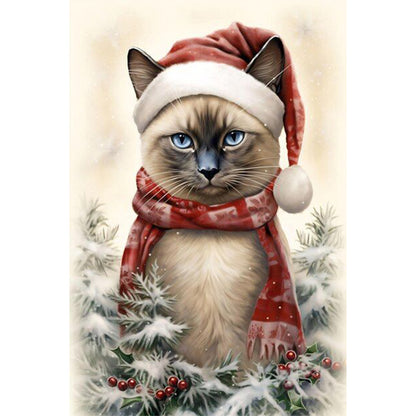 Christmas Cat - Full Round Drill Diamond Painting 40*60CM