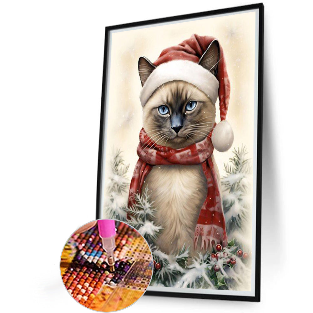 Christmas Cat - Full Round Drill Diamond Painting 40*60CM