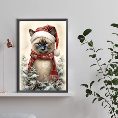 Christmas Cat - Full Round Drill Diamond Painting 40*60CM