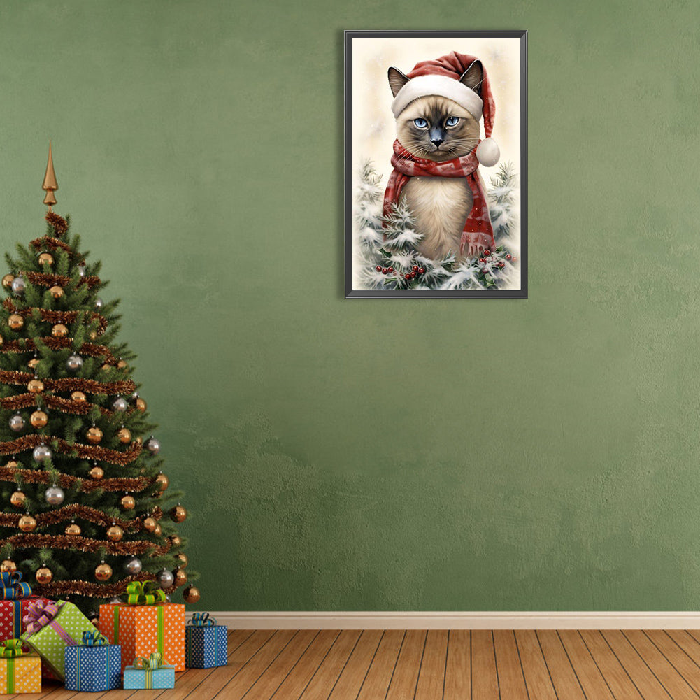 Christmas Cat - Full Round Drill Diamond Painting 40*60CM