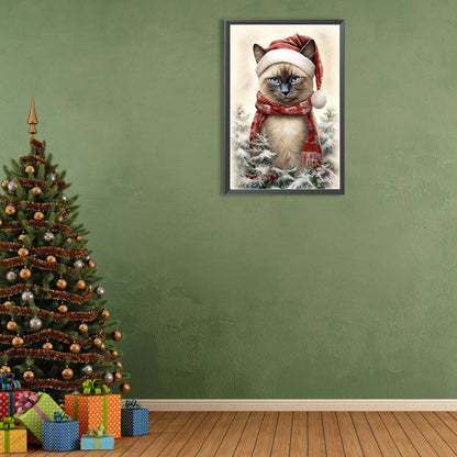 Christmas Cat - Full Round Drill Diamond Painting 40*60CM