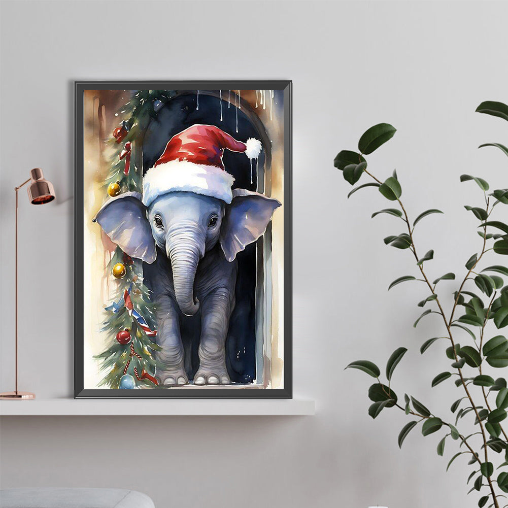 Christmas Elephant - Full Round Drill Diamond Painting 40*60CM