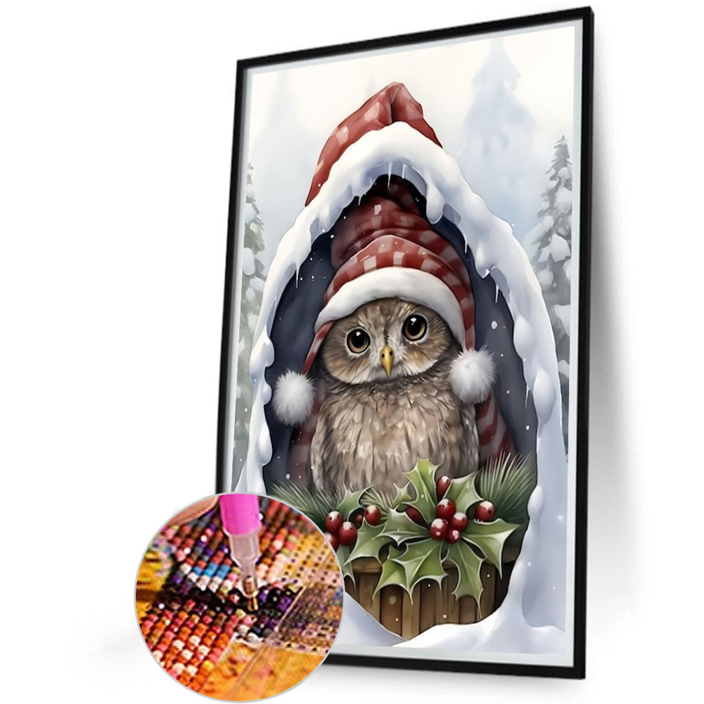 Christmas Baby Owl - Full Round Drill Diamond Painting 40*60CM