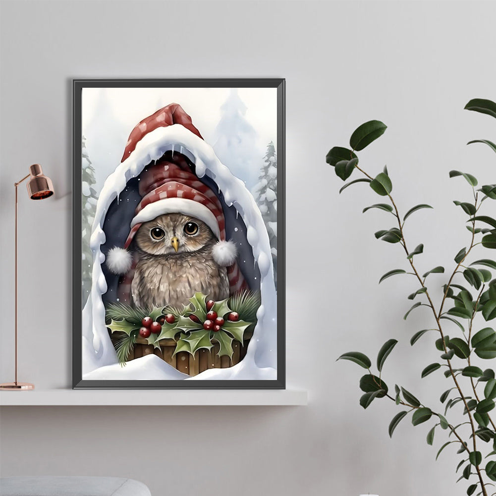 Christmas Baby Owl - Full Round Drill Diamond Painting 40*60CM