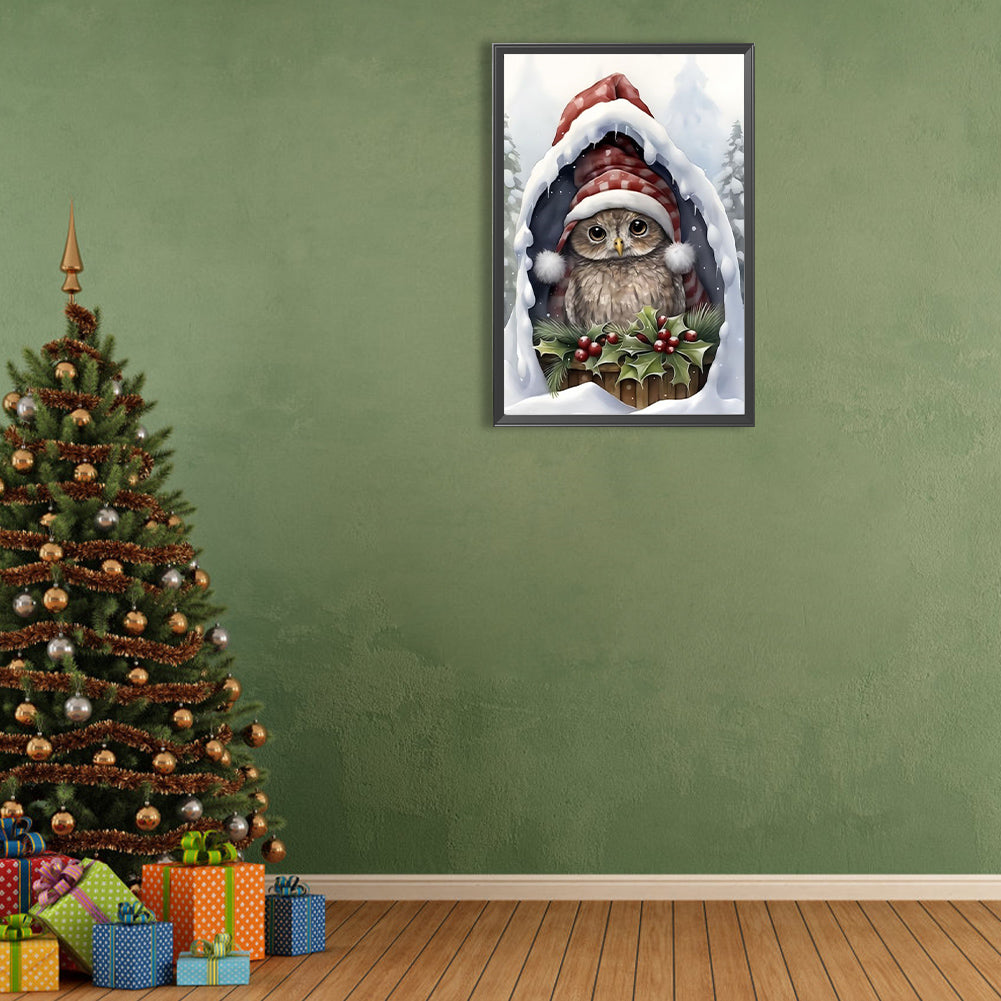 Christmas Baby Owl - Full Round Drill Diamond Painting 40*60CM