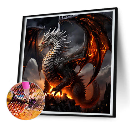 Black Dragon - Full Round Drill Diamond Painting 30*30CM
