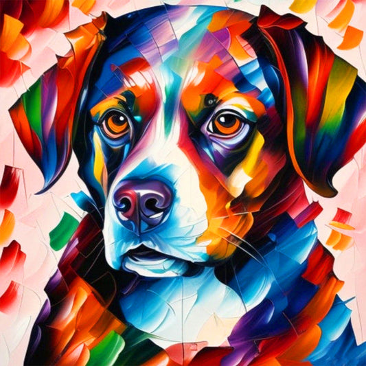 Serious Dog With Oil Paint Elements - Full Round Drill Diamond Painting 30*30CM