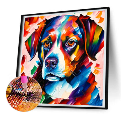 Serious Dog With Oil Paint Elements - Full Round Drill Diamond Painting 30*30CM
