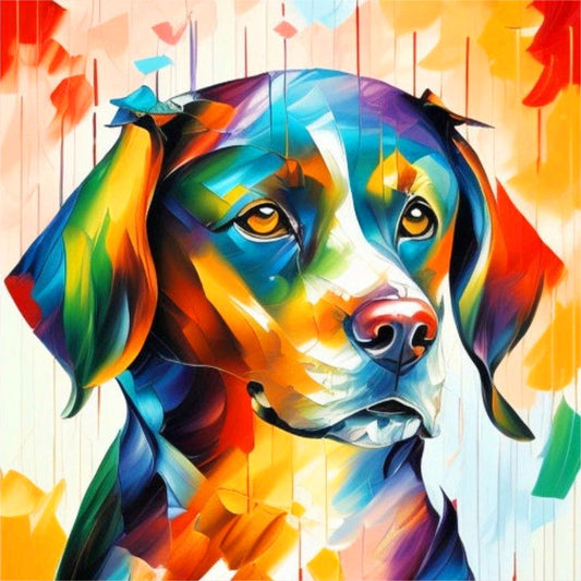 Cute Dog With Oil Paint Elements - Full Round Drill Diamond Painting 30*30CM