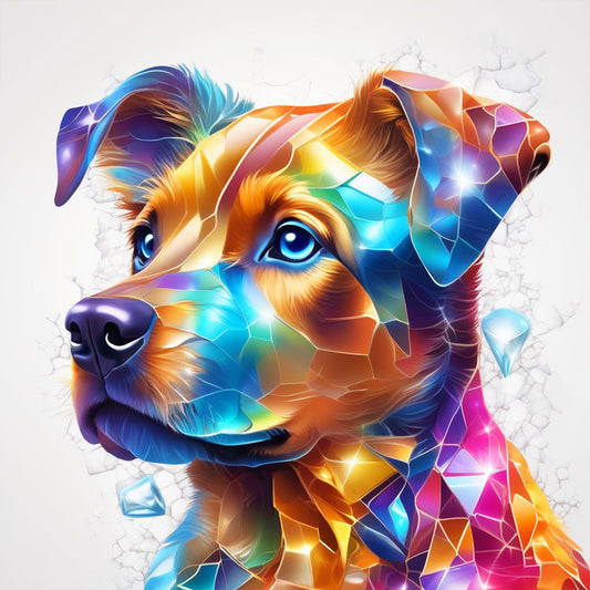 Serious Dog With Oil Paint Elements - Full Round Drill Diamond Painting 30*30CM