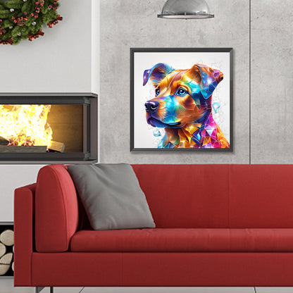 Serious Dog With Oil Paint Elements - Full Round Drill Diamond Painting 30*30CM